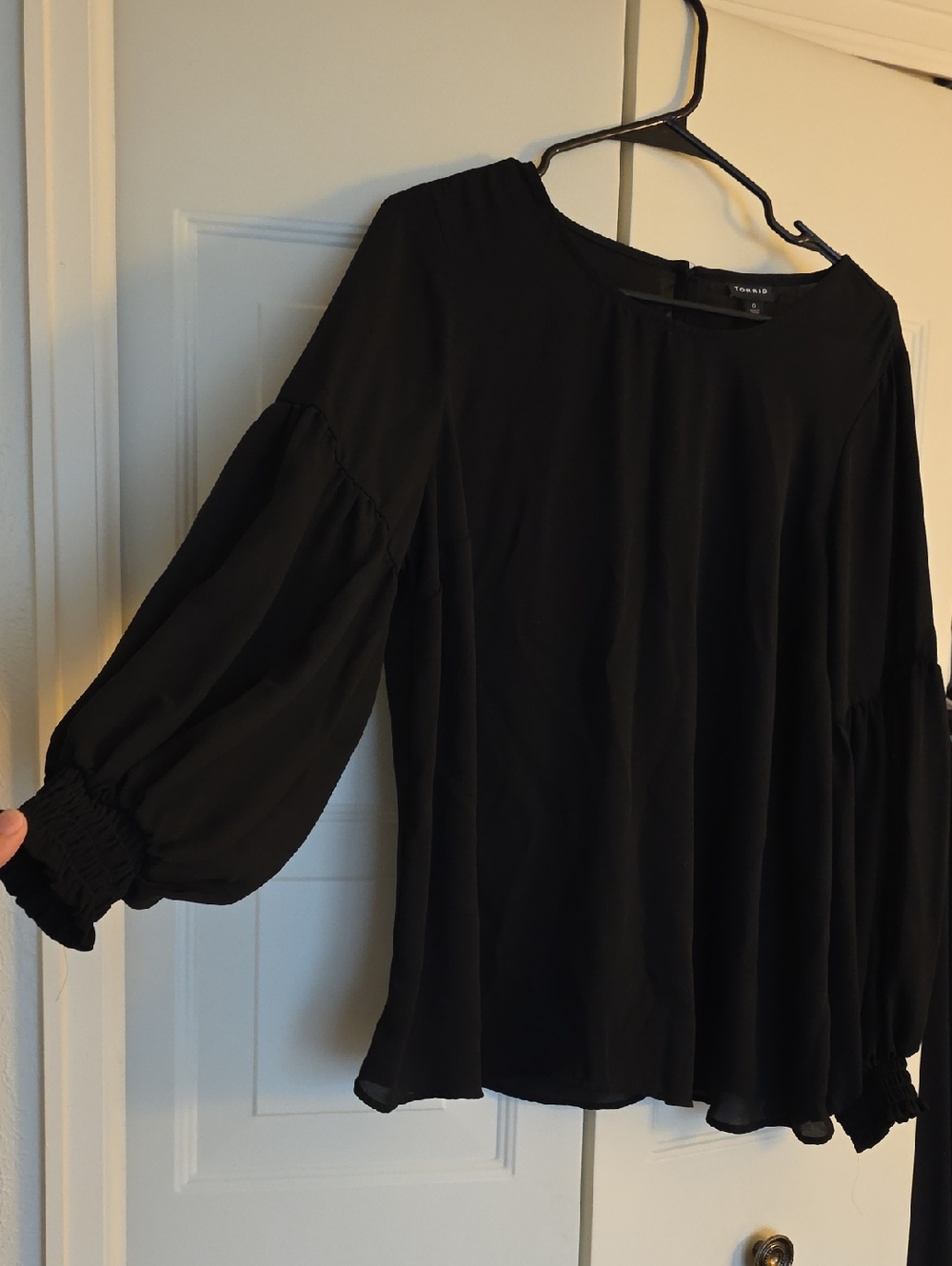 Torrid Black Peasant Blouse with Balloon Sleeves